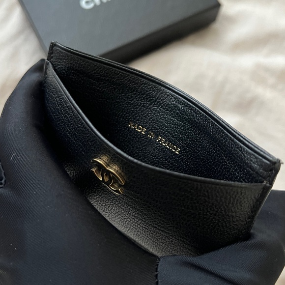 Auth Chanel Black Vintage Classic CC Logo Flat Card Holder - Good condition - Picture 9 of 10